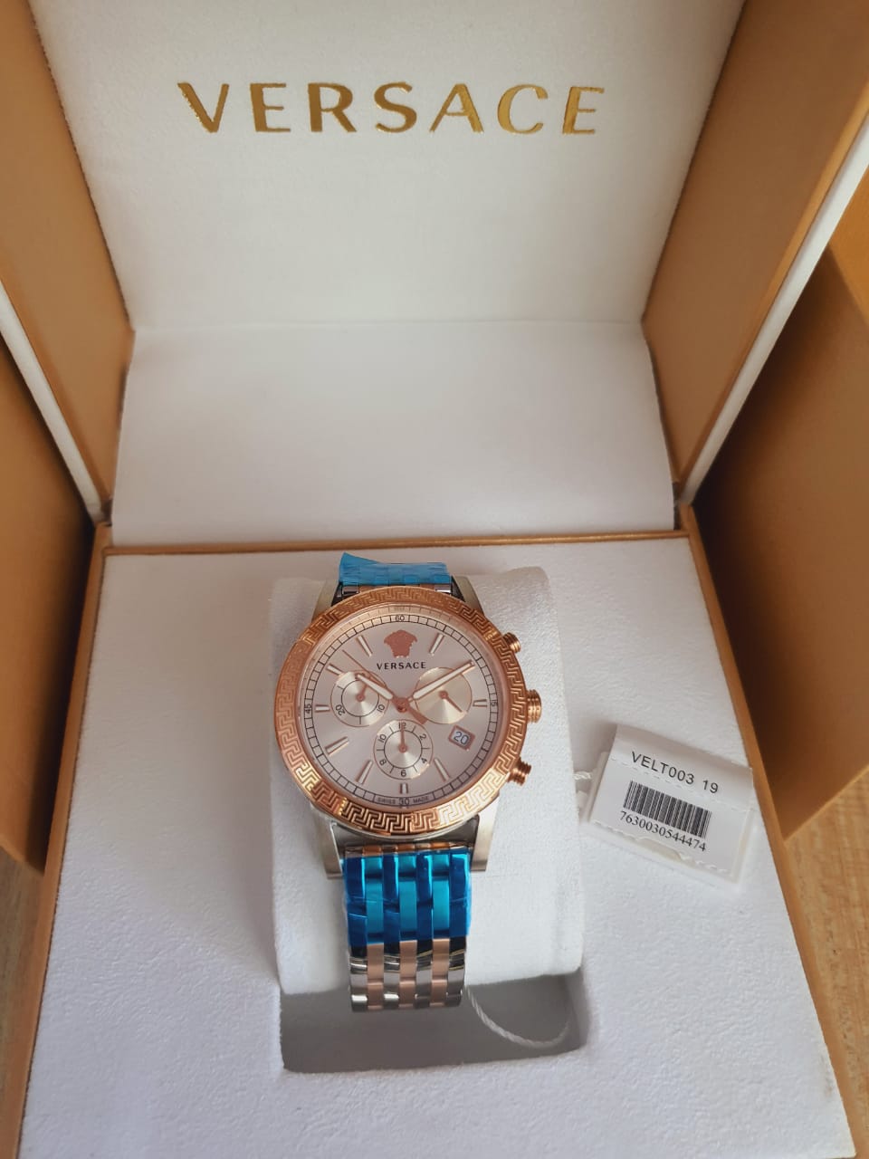  Shop Authentic Versace Sport Tech Chronograph While Dial Two Tone Steel Strap Watch for Men - VELT00319 - Luxxuri