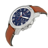  Shop Authentic Fossil Grant Chronograph Blue Dial Brown Leather Strap Watch for Men - FS5210 - Luxxuri