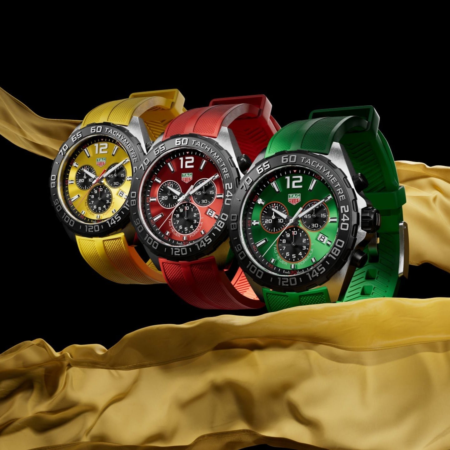 Tag Heuer Formula 1 Chronograph Red Dial Red Rubber Strap Watch for Men - CAZ101AN.FT8055