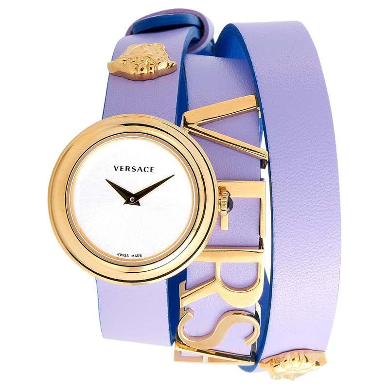  Shop Authentic Versace V-Flare Silver Dial Purple Leather Strap Watch for Women - VEBN00318 - Luxxuri