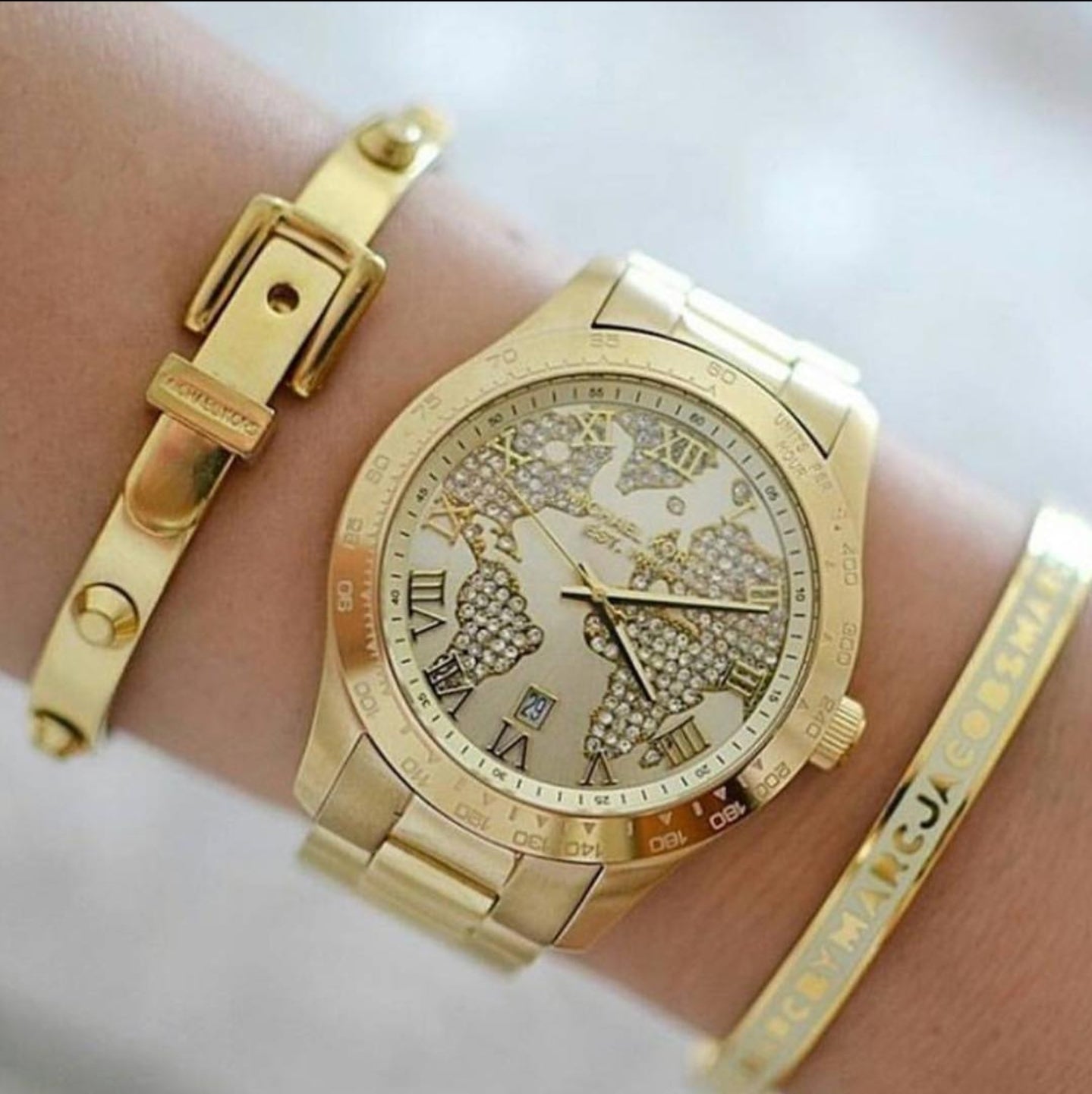  Shop Authentic Michael Kors Layton Chronograph Gold Dial Gold Steel Strap Watch for Women - MK5959 - Luxxuri