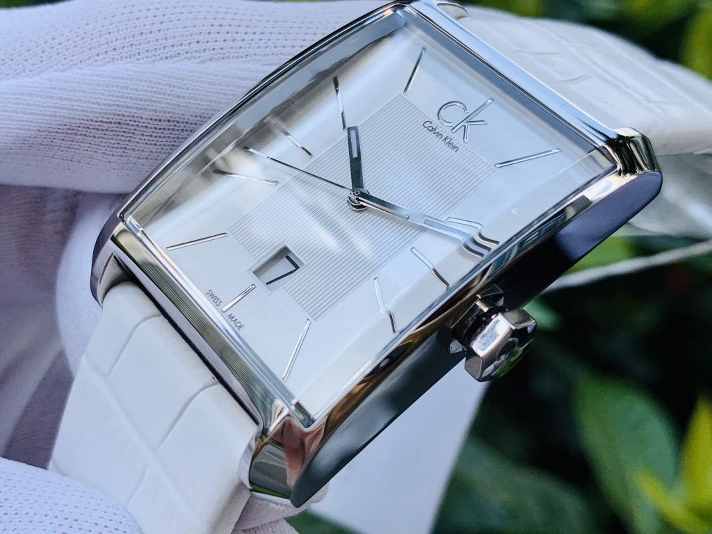  Shop Authentic Calvin Klein Window White Dial White Leather Strap Watch for Men - K2M21120 - Luxxuri