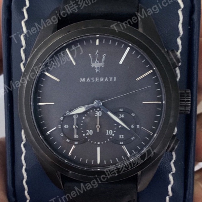  Shop Authentic Maserati Traguardo Black Leather Strap Quartz Black Dial Watch For Men - R8871612019 - Luxxuri
