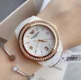  Shop Authentic Emporio Armani Ceramica Mother of Pearl Dial White Ceramic Dial Watch For Women - AR1472 - Luxxuri