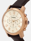  Shop Authentic Fossil Grant Chronograph White Dial Brown Leather Strap Watch for Men - FS4991 - Luxxuri