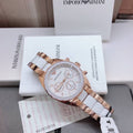 Emporio Armani Sportivo White Dial Rose Gold & White Steel Strap Watch For Women - AR5942