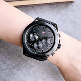  Shop Authentic Tommy Hilfiger Lars Chronograph Black Dial Black Leather Strap Watch For Men - 1792062 - Luxxuri