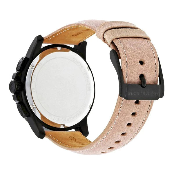  Shop Authentic Michael Kors Ryker Chronograph Black Dial Beige Leather Strap Watch For Men - MK8520 - Luxxuri