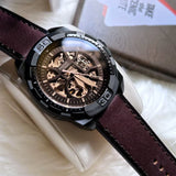  Shop Authentic Fossil Bronson Automatic Skeleton Black Dial Brown Leather Strap Watch for Men - ME3219 - Luxxuri