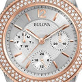  Shop Authentic Bulova Crystal Collection Silver Dial Two Tone Steel Strap Watch for Women - 98N100 - Luxxuri