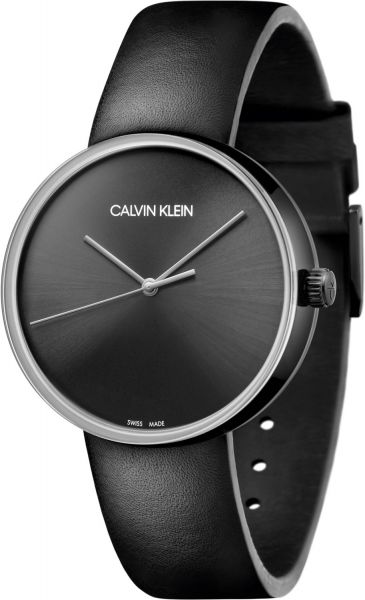  Shop Authentic Calvin Klein Full Moon Black Dial Black Leather Strap Watch for Women - K8Y231C1 - Luxxuri