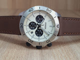  Shop Authentic Fossil Retro Traveler Chronograph White Dial Brown Leather Strap Watch for Men - CH2886 - Luxxuri