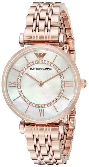 Shop Authentic Emporio Armani Gianni T Bar Mother of Pearl Rose Gold Stainless Steel Strap Watch For Women - AR1909 - Luxxuri