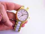 Shop Authentic Michael Kors Slim Runway Quartz White Dial Two Tone Steel Strap Watch For Women - MK4295 - Luxxuri