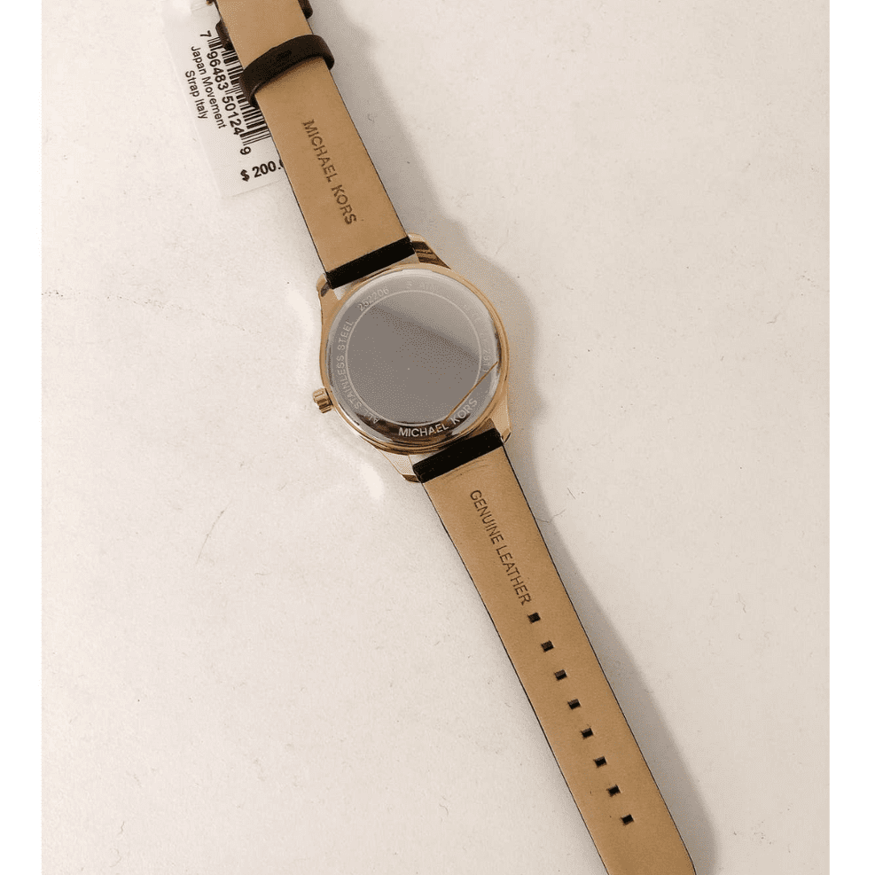  Shop Authentic Michael Kors Layton Three Hand Mother of Pearl Black Dial Black Leather Strap Watch For Women - MK2911 - Luxxuri