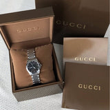  Shop Authentic Gucci G Timeless Diamonds Mother of Pearl Black Dial Silver Steel Strap Watch For Women - YA126505 - Luxxuri