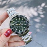  Shop Authentic Fossil Bannon Chronograph Green Dial Silver Steel Strap Watch for Men - BQ2492 - Luxxuri