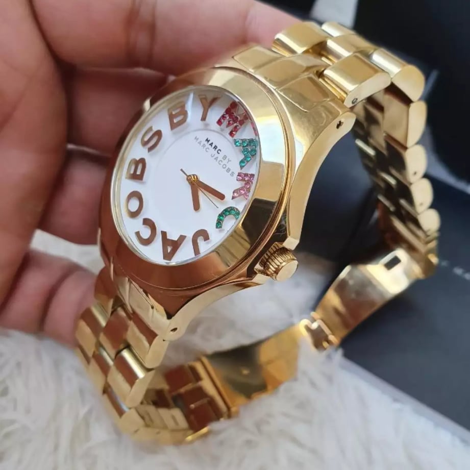  Shop Authentic Marc Jacobs Rivera White Dial Gold Steel Strap Watch for Women - MBM3137 - Luxxuri