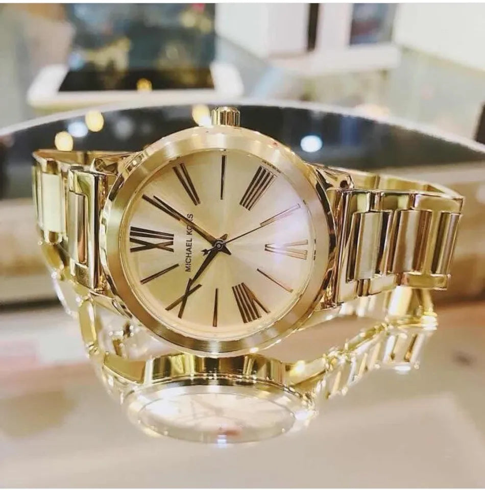  Shop Authentic Michael Kors Hartman Quartz Gold Dial Gold Steel Strap Watch For Women - MK3490 - Luxxuri