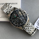  Shop Authentic Emporio Armani Team Italia Chronograph Black Dial Silver Steel Strap Watch For Men - AR5983 - Luxxuri
