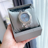  Shop Authentic Guess Crown Jewel Diamonds Blue Dial Silver Steel Strap Watch for Women - GW0410L1 - Luxxuri