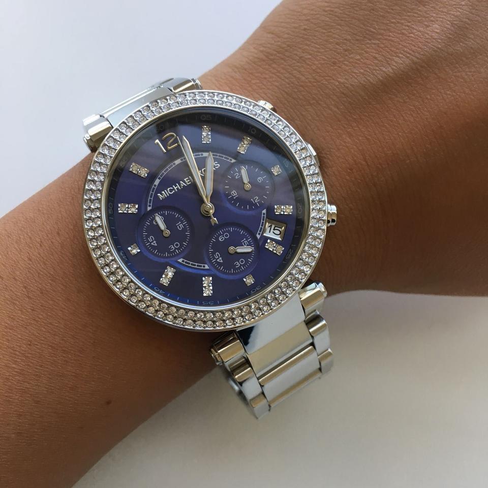 Shop Authentic Michael Kors Parker Chronograph Blue Dial Silver Steel Strap Watch for Women - MK6117 - Luxxuri