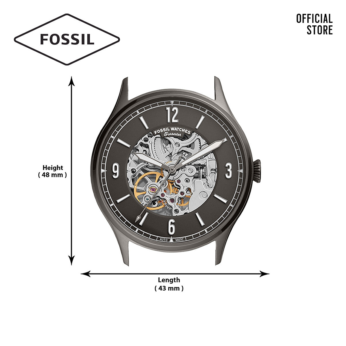  Shop Authentic Fossil Forrester Automatic Skeleton Grey Dial Brown Leather Strap Watch for Men - ME3178 - Luxxuri