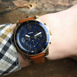  Shop Authentic Fossil Grant Sport Chronograph Blue Dial Brown Leather Strap Watch for Men - FS5268 - Luxxuri
