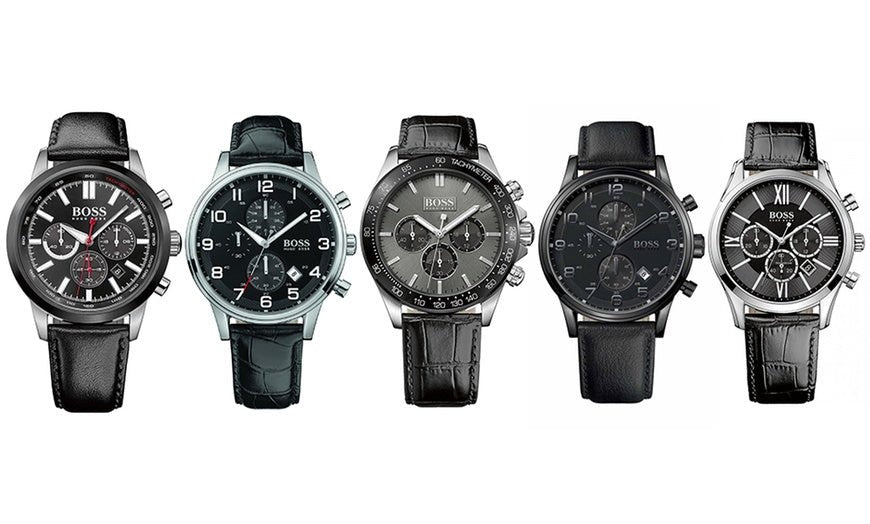  Shop Authentic Hugo Boss Ikon Grey Dial Black Leather Strap Watch for Men - 1513177 - Luxxuri