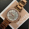 Shop Authentic Michael Kors Parker White Dial with Diamonds Rose Gold Steel Strap Watch for Women - MK5491 - Luxxuri