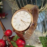  Shop Authentic Fossil Jacqueline Mother of Pearl White Dial Gold Mesh Strap Watch for Women - ES4352 - Luxxuri