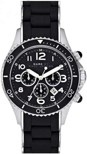  Shop Authentic Marc Jacobs Rock Chronograph Black Dial Black Silicone Strap Watch for Women - MBM2551 - Luxxuri