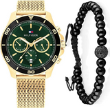  Shop Authentic Tommy Hilfiger Jordan Chronograph Green Dial Gold Mesh Strap Watch For Men - 1792093 - Luxxuri