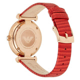  Shop Authentic Emporio Armani Gianni T Bar Silver Dial Red Leather Strap Watch For Women - AR1876 - Luxxuri