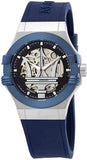  Shop Authentic Maserati Potenza Automatic Skeleton Dial Blue Rubber Strap Watch For Men - R8821108035 - Luxxuri