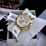  Shop Authentic Guess Queen Quartz Gold Dial White Silicone Strap Watch For Women - GW0536L2 - Luxxuri