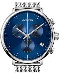  Shop Authentic Calvin Klein High Noon Chronograph Blue Dial Silver Mesh Bracelet Watch for Men - K8M2712N - Luxxuri