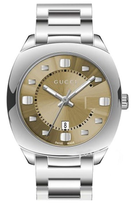  Shop Authentic Gucci Vintage Diamonds Brown Dial Silver Steel Strap Watch For Men - YA142409 - Luxxuri