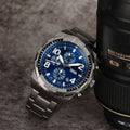 Fossil Bronson Chronograph Blue Dial Grey Steel Strap Watch for Men - FS5711