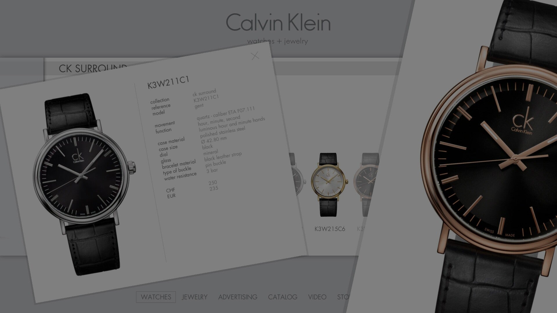  Shop Authentic Calvin Klein Surround Black Dial Black Leather Strap Watch for Men - K3W211C1 - Luxxuri