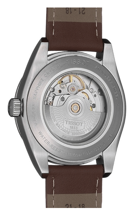 Tissot Gentleman Powermatic 80 Silicium Blue Dial Brown Leather Strap Watch For Men - T127.407.16.041.00