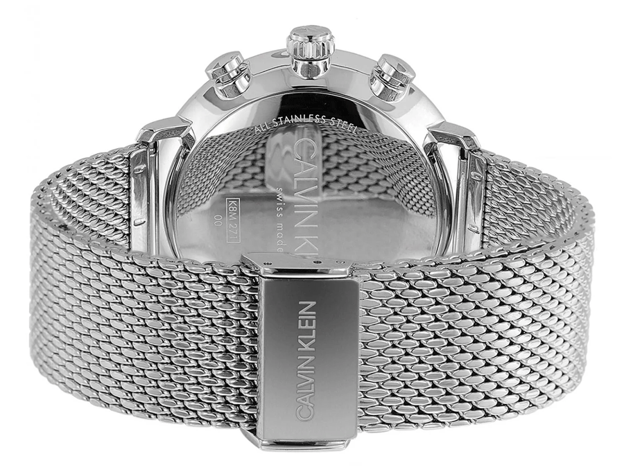  Shop Authentic Calvin Klein High Noon Chronograph Black Dial Silver Mesh Bracelet Watch for Men - K8M27121 - Luxxuri
