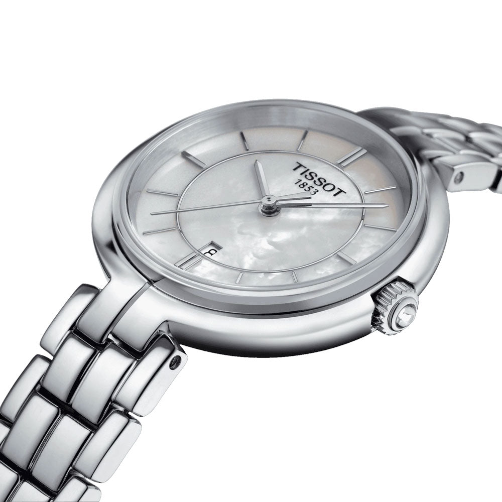  Shop Authentic Tissot T Lady Flamingo Mother of Pearl White Dial Silver Steel Strap Watch For Women - T094.210.11.111.00 - Luxxuri