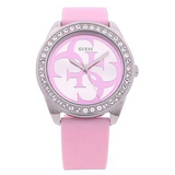  Shop Authentic Guess G-Twist Diamonds Silver Dial Pink Rubber Strap Watch for Women - W1240L1 - Luxxuri