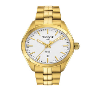  Shop Authentic Tissot T Classic PR 100 Lady White Dial Gold Steel Strap Watch for Women - T101.210.33.031.00 - Luxxuri