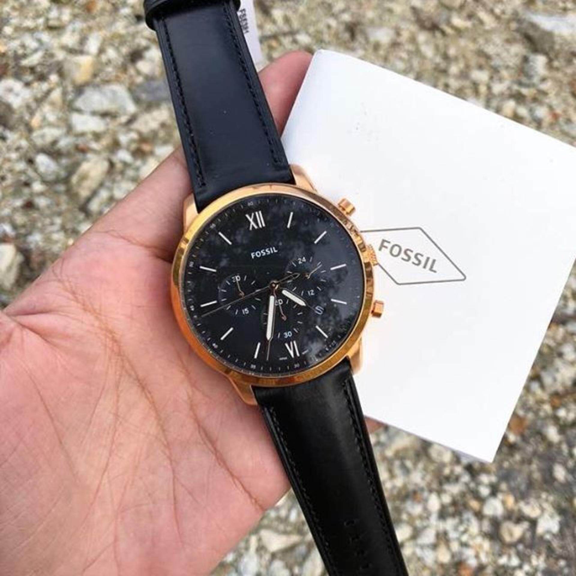  Shop Authentic Fossil Neutra Chronograph Black Dial Black Leather Strap Watch for Men - FS5381 - Luxxuri