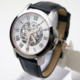  Shop Authentic Fossil Grant Automatic Skeleton White Dial Black Leather Strap Watch for Men - ME3101 - Luxxuri