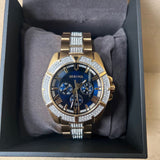  Shop Authentic Bulova Crystal Collection Blue Dial Gold Steel Strap Watch for Men - 98C128 - Luxxuri