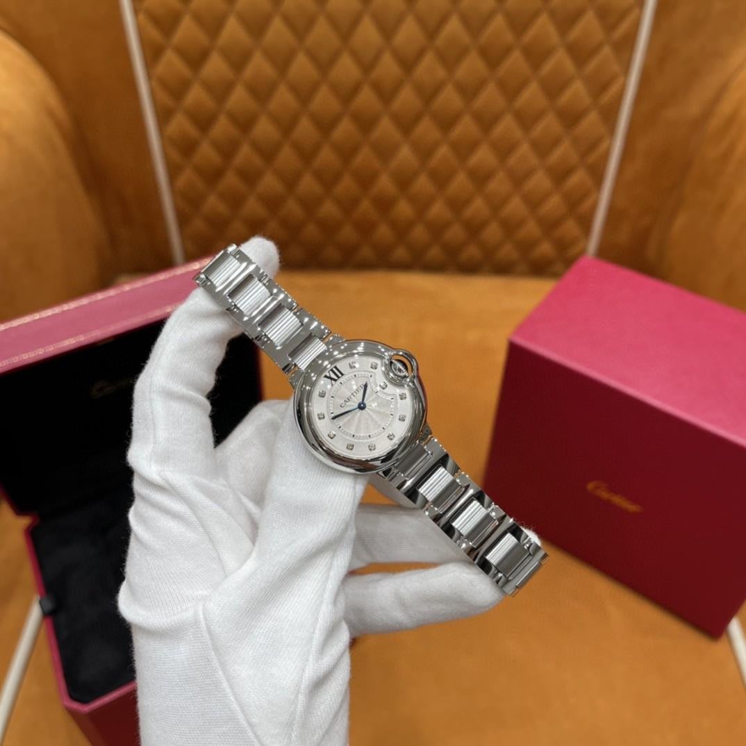  Shop Authentic Cartier Ballon Bleu De Cartier Diamonds Silver Dial Silver Steel Strap Watch for Women - W4BB0022 - Luxxuri