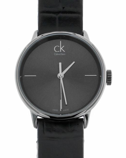  Shop Authentic Calvin Klein Accent Black Dial Black Leather Strap Watch for Women  - K2Y2Y1C3 - Luxxuri